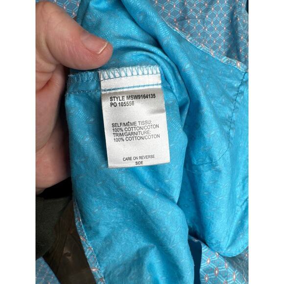 Cinch Men's Button-Up Shirt Large Blue Pink Small Diamond Print Western Rodeo - Picture 7 of 8